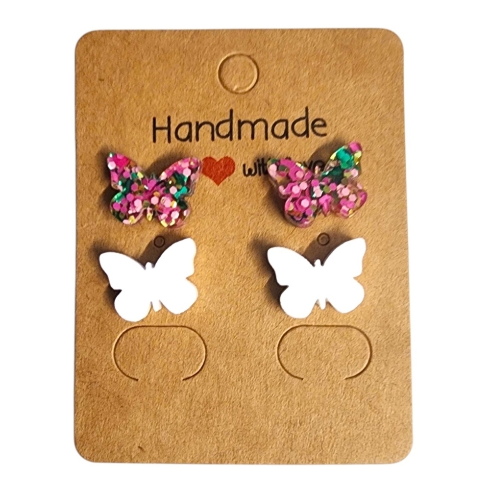 Starlit Frostwing Acrylic Stud Earrings - 2 Pair